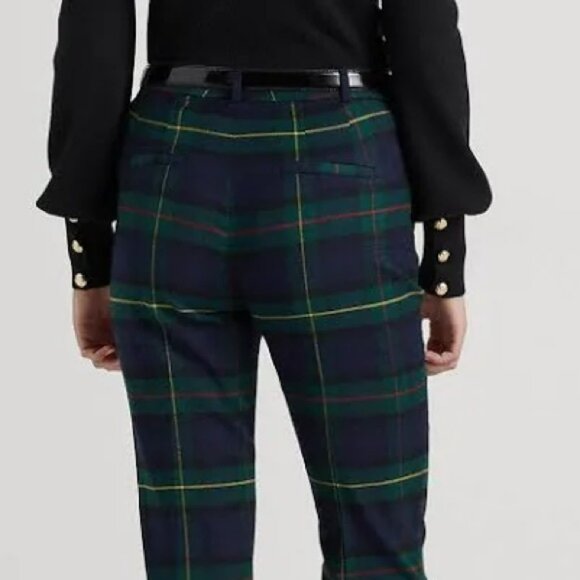 Ralph Lauren Plaid Pants Ankle Skinny Fitted Festive Green.  SZ 4 - Picture 5 of 5